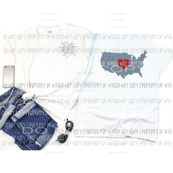 USA stars and stripes with pocket Sublimation transfers Heat Transfer