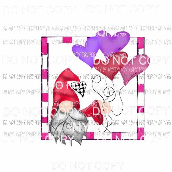 Valentines Day gnome heart balloons box Sublimation transfers Heat Transfer
