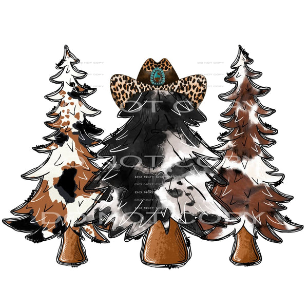 Western Cowhide Christmas Trees # 2100 Sublimation transfers