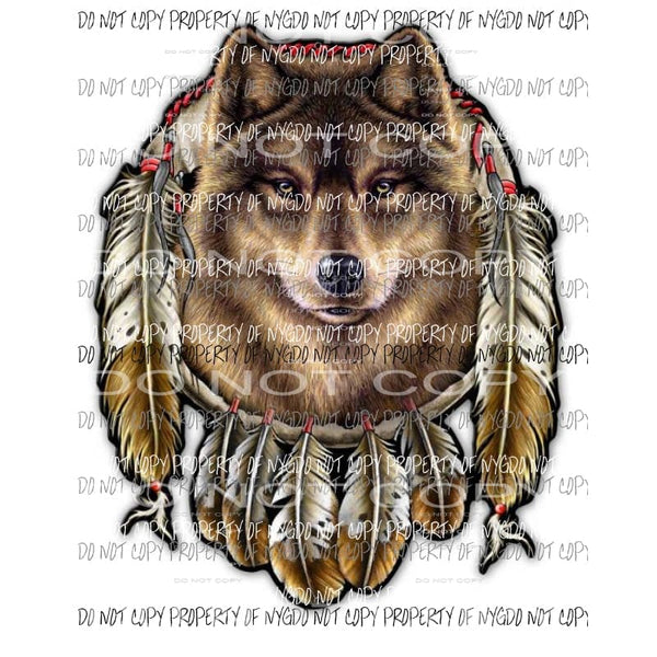 Wolf Indian Dream Catcher Sublimation transfers Heat Transfer