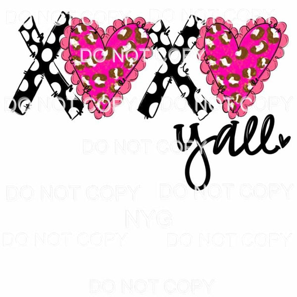 XOXO Y’all pink hearts Sublimation transfers - Heat Transfer