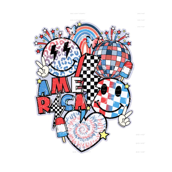 4th Of July Smiley #4587 Sublimation transfers - Heat
