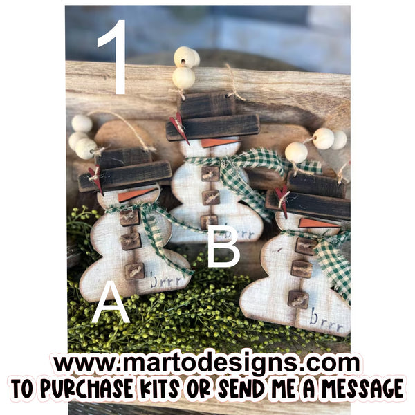 Kit 1 - WOOD  KIT Includes 3 ornaments Read Description