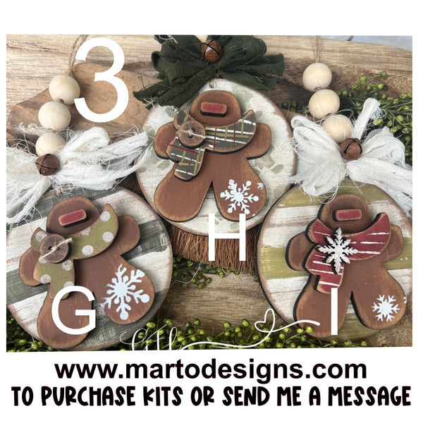 Kit 3 - WOOD  KIT Includes 3 ornaments Read Description
