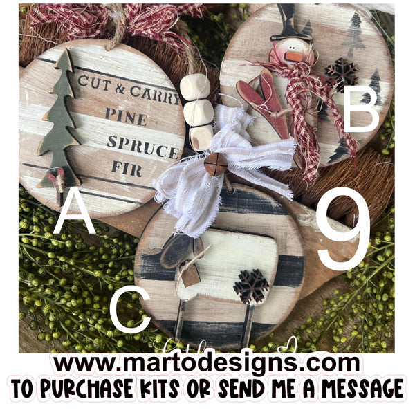 Kit 9 - WOOD  KIT Includes 3 ornaments Read Description