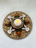 Tealight candle holder Engraved Flowers BASE INTERCHANGEABLE # 1148 Wood Laser Blank | DIY Craft Cutout | Paint-Ready