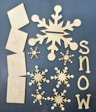 SNOW standing sign 10 inch with base Wood Laser Blank | DIY Craft Cutout | Paint-Ready
