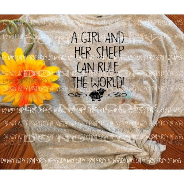 A girl and her sheep sublimation transfer Heat Transfer