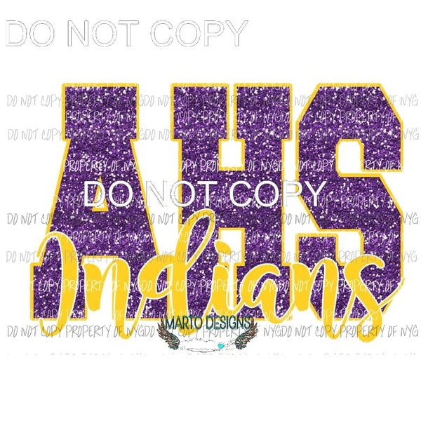 AHS Indians Sublimation transfers Heat Transfer