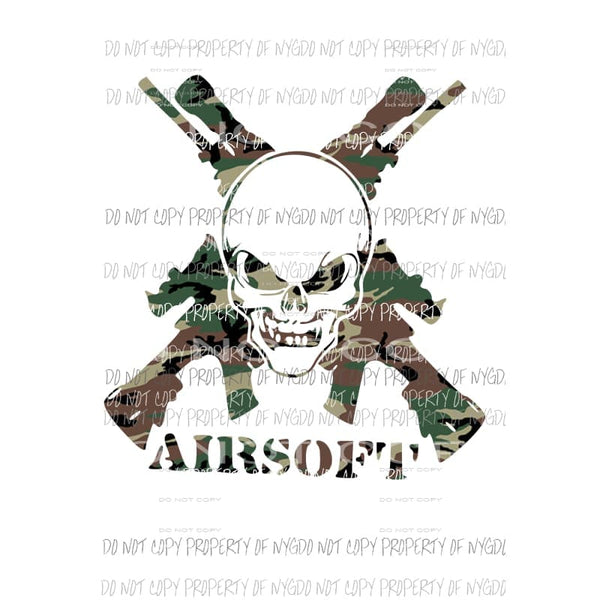 Airsoft Air Gun Skeleton #2 camo Sublimation transfers Heat Transfer