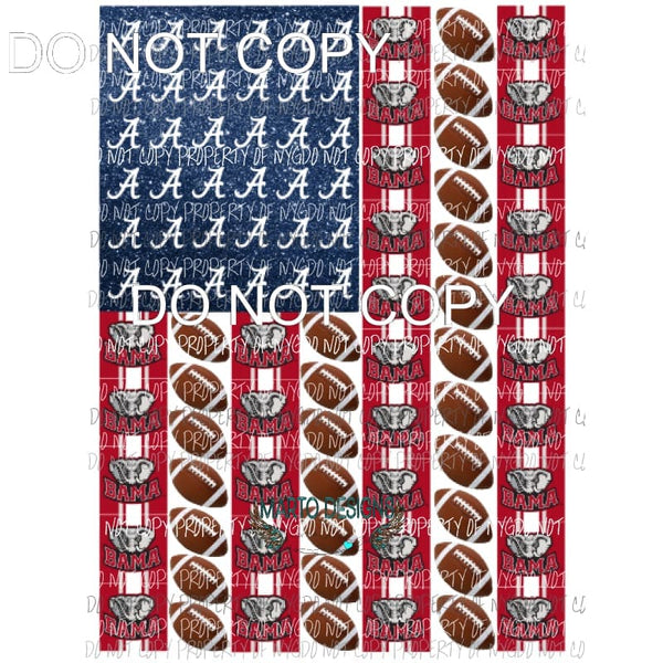 Alabama Flag Football Sublimation transfers Heat Transfer