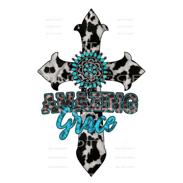 Amazing grace cowhide cross # 614 Sublimation transfers -