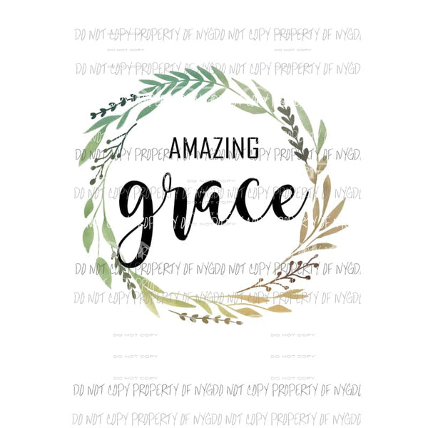 Amazing Grace wreath circle Sublimation transfers Heat Transfer