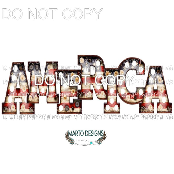 AMERICA Marquee Flag Letters Sublimation transfers Heat Transfer