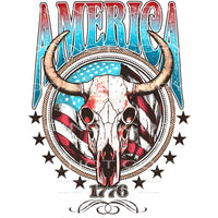 America Skull # 973 - Heat Transfer Graphic Tee - women’s