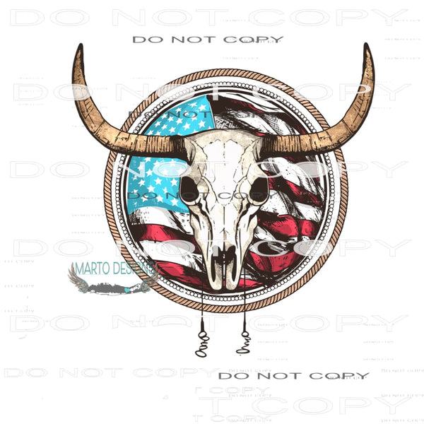 American Bull Skull #6698 Sublimation transfers - Heat