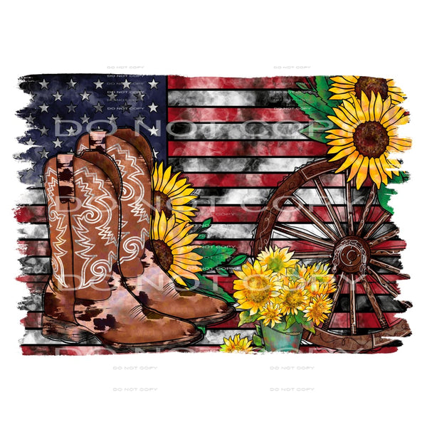 American flag boots # 565 Sublimation transfers - Heat