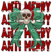 Anti-Merry Skull Bow #11184 Sublimation transfer - Heat