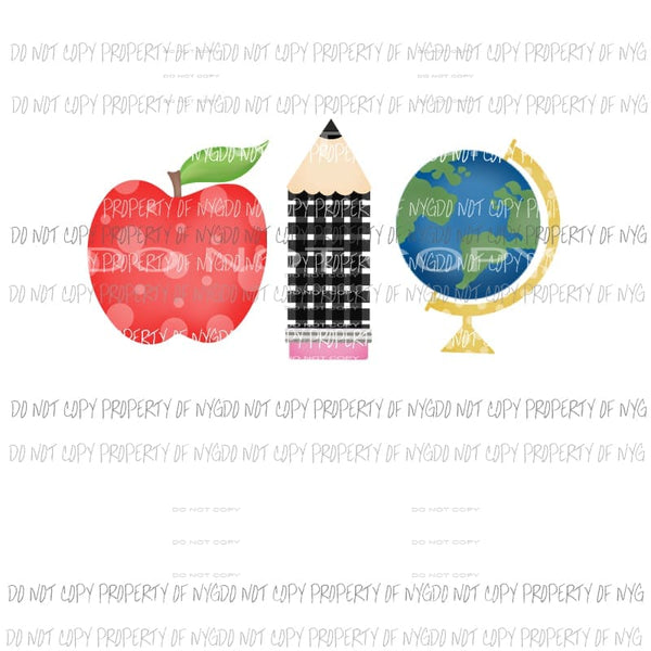 Apple Pencil Globe teacher Sublimation transfers Heat Transfer