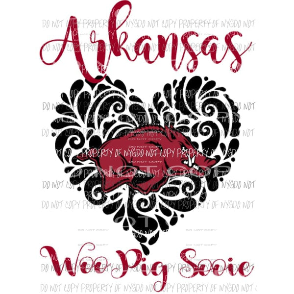 Arkansas Razorbacks heart football Sublimation transfers Heat Transfer