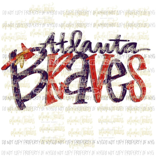 Atlanta Braves Hand Drawn Sublimation transfers Heat Transfer