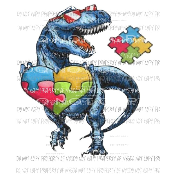 Autism Dino Sublimation transfers Heat Transfer