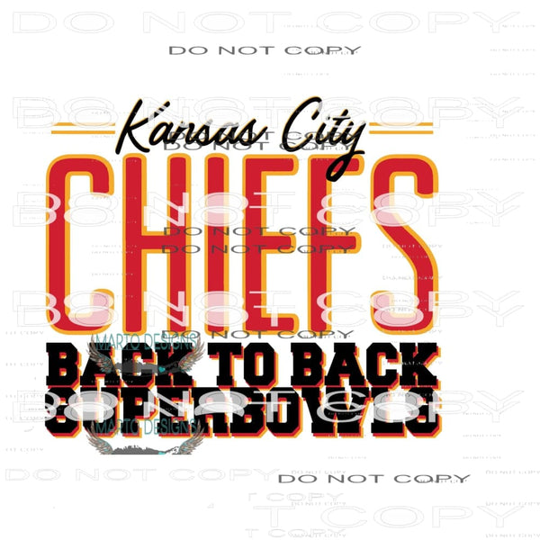 back to back Chiefs Superbowl 6 Sublimation transfers