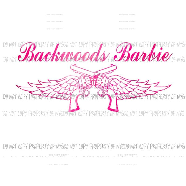 Backwoods Barbie guns with wings #1 pink Sublimation transfers Heat Transfer