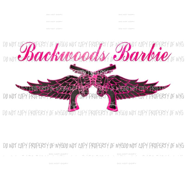 Backwoods Barbie guns with wings #2 black pink Sublimation transfers Heat Transfer