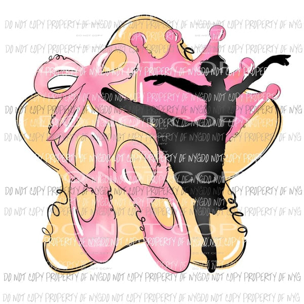 Ballerina Pink Ballet Shoes Crown star Sublimation transfers Heat Transfer