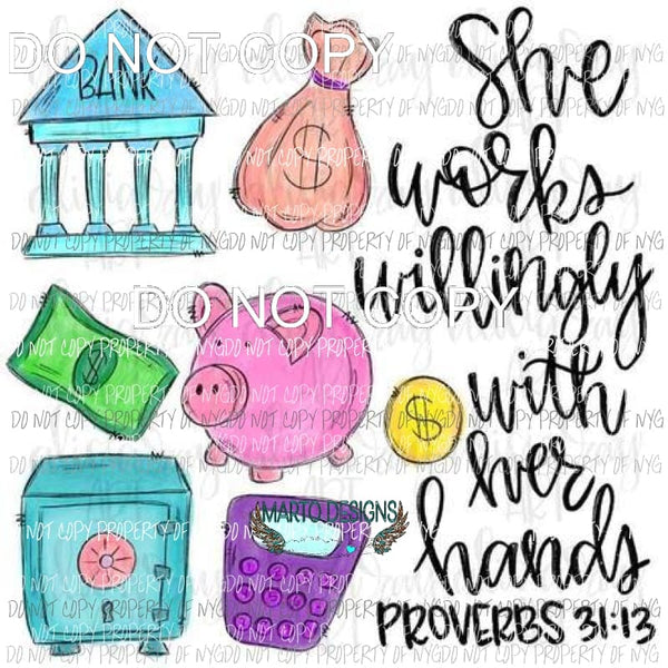 Bank Teller She Works Willingly Sublimation transfers Heat Transfer