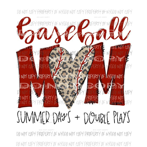 Baseball Mom Leopard summer days Sublimation transfers Heat Transfer