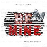BE MINE #2 black stripes silver bow Sublimation transfers Heat Transfer