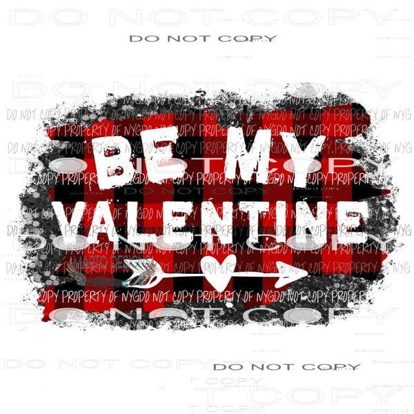 BE MINE #3 red buffalo plaid heart with arrow Sublimation transfers Heat Transfer