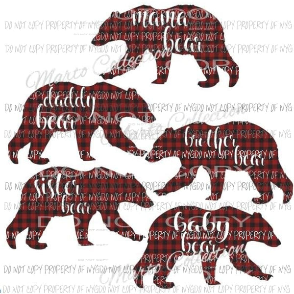 Bear plaid collection Heat Transfer