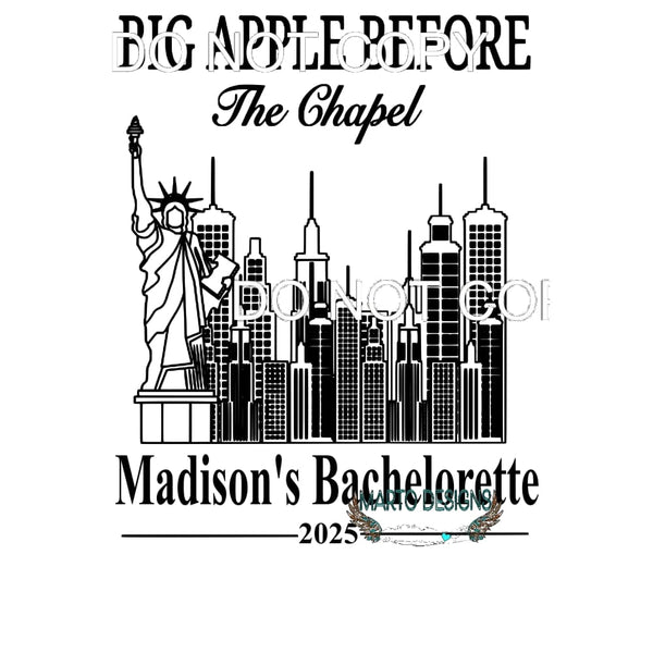 Big apple before the chapel Custom Sublimation transfers