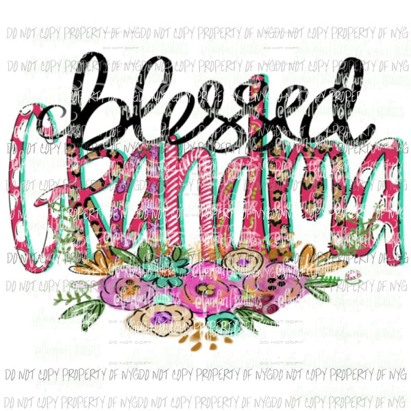 Blessed Grandma Hand Drawn Sublimation transfers Heat Transfer