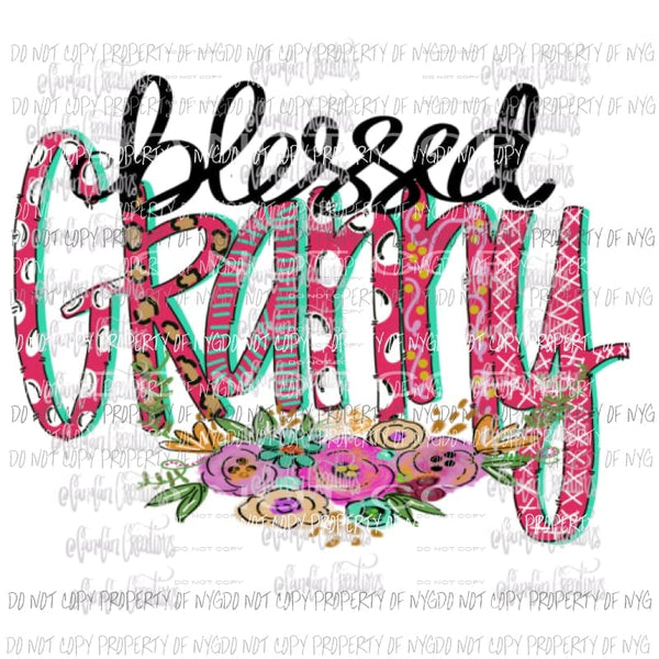 Blessed Granny Hand Drawn Sublimation transfers Heat Transfer