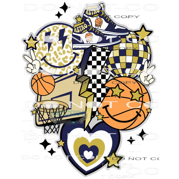 Blue Gold Basketball #9346 Sublimation transfers - Heat