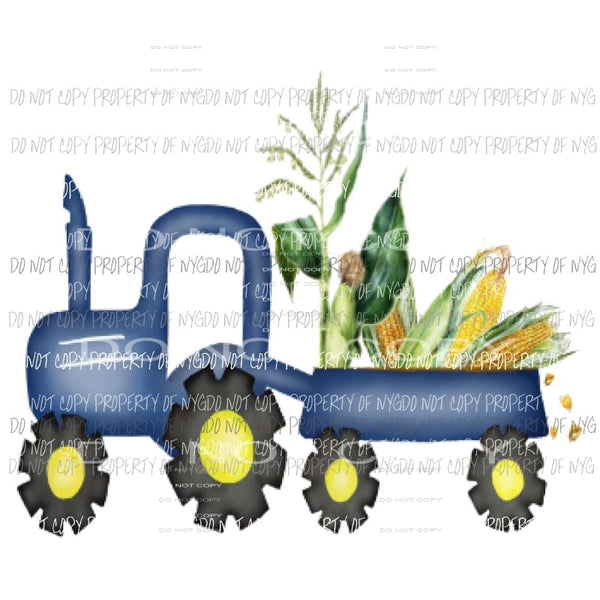 Blue Tractor with corn Sublimation transfers Heat Transfer