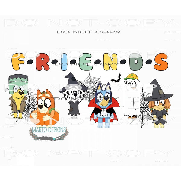 Bluey Halloween Friends #7611 Sublimation transfers - Heat