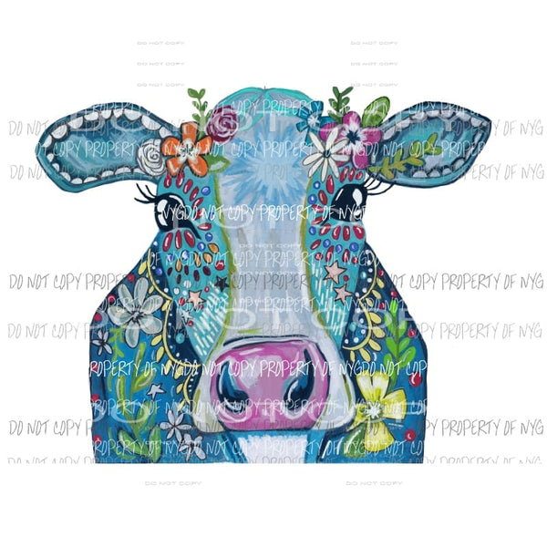 boho blue cow sublimation transfers Heat Transfer