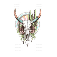Boho bull skull # 979 - Heat Transfer Graphic Tee - women’s