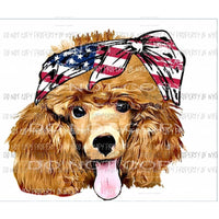 Brown Poodle American Flag headband watercolor Sublimation transfers Heat Transfer