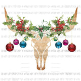 Bull skull with christmas ornaments # 1 sublimation transfer Heat Transfer