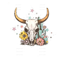 Bull Skull with flowers # 205 Sublimation transfers - Heat