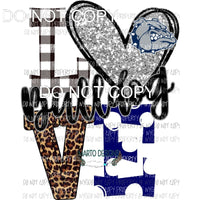 Bulldog Love polka dot altus heart navy silver Sublimation transfers Heat Transfer