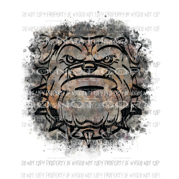 Bulldog watercolor splattered grey black Sublimation transfers Heat Transfer