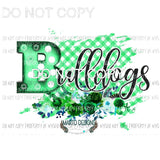 BULLDOGS GREEN black flowers football Sublimation transfers Heat Transfer