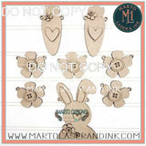 Bunny Banner # 024 Wood Laser Blank | DIY Craft Cutout